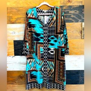 Dressbarn Camryn Collection Aztec Print Sheath Dress Sz 1X Plus Size